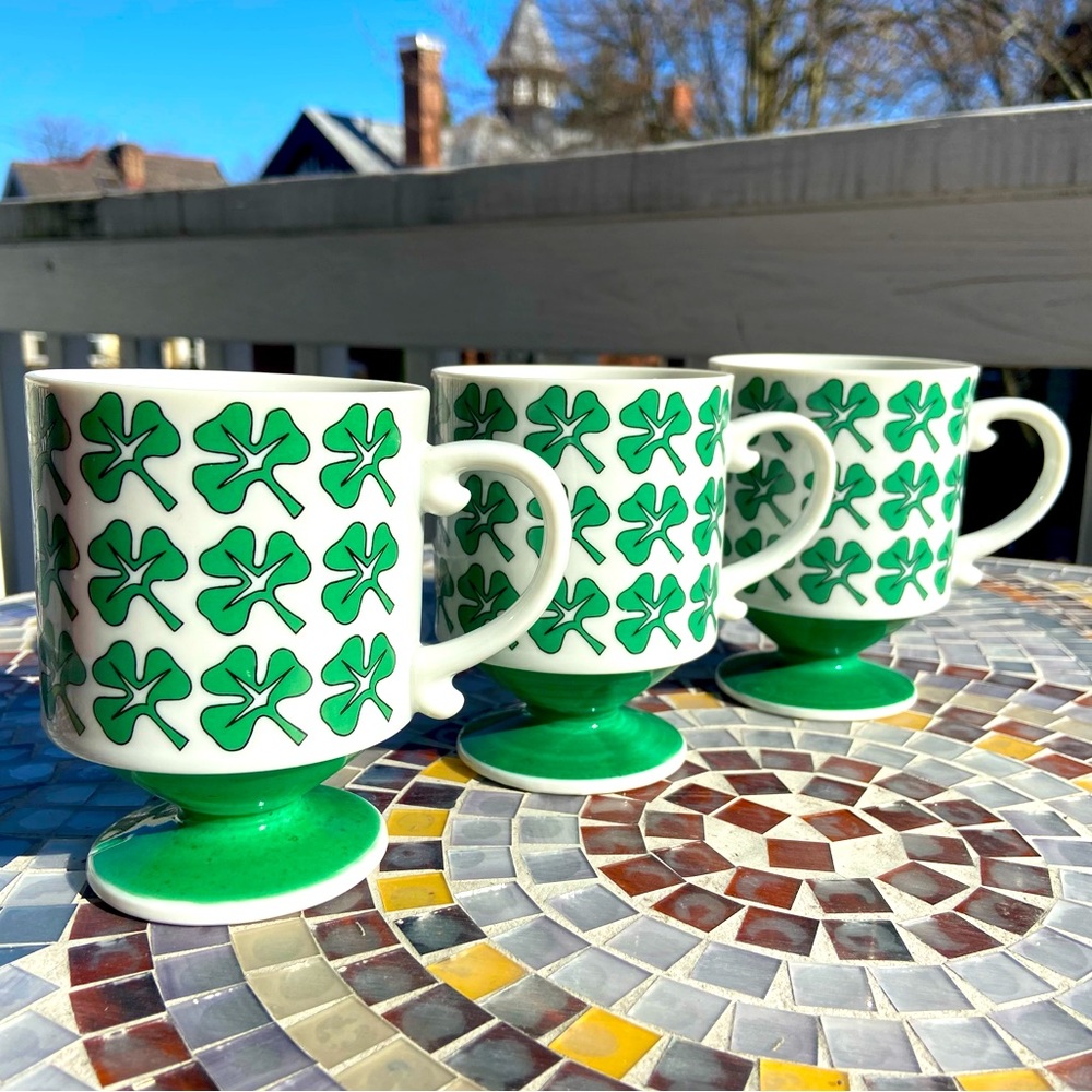 VTG St. Patrick’s Day 1970s Porcelain Mug Trio